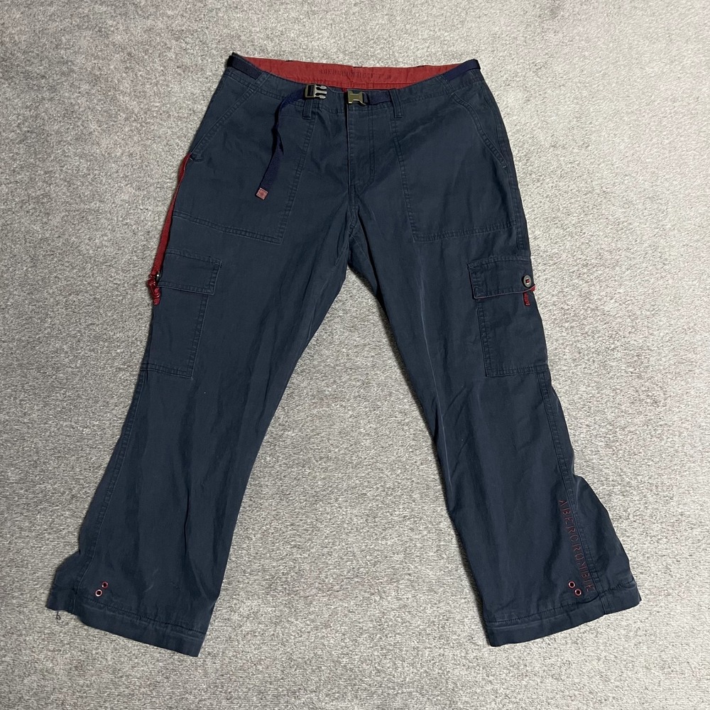 VTG Abercrombie & Fitch Low Rise Wide Leg Cargo Capri Buckle Utility Pants [8]